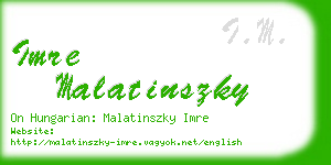 imre malatinszky business card